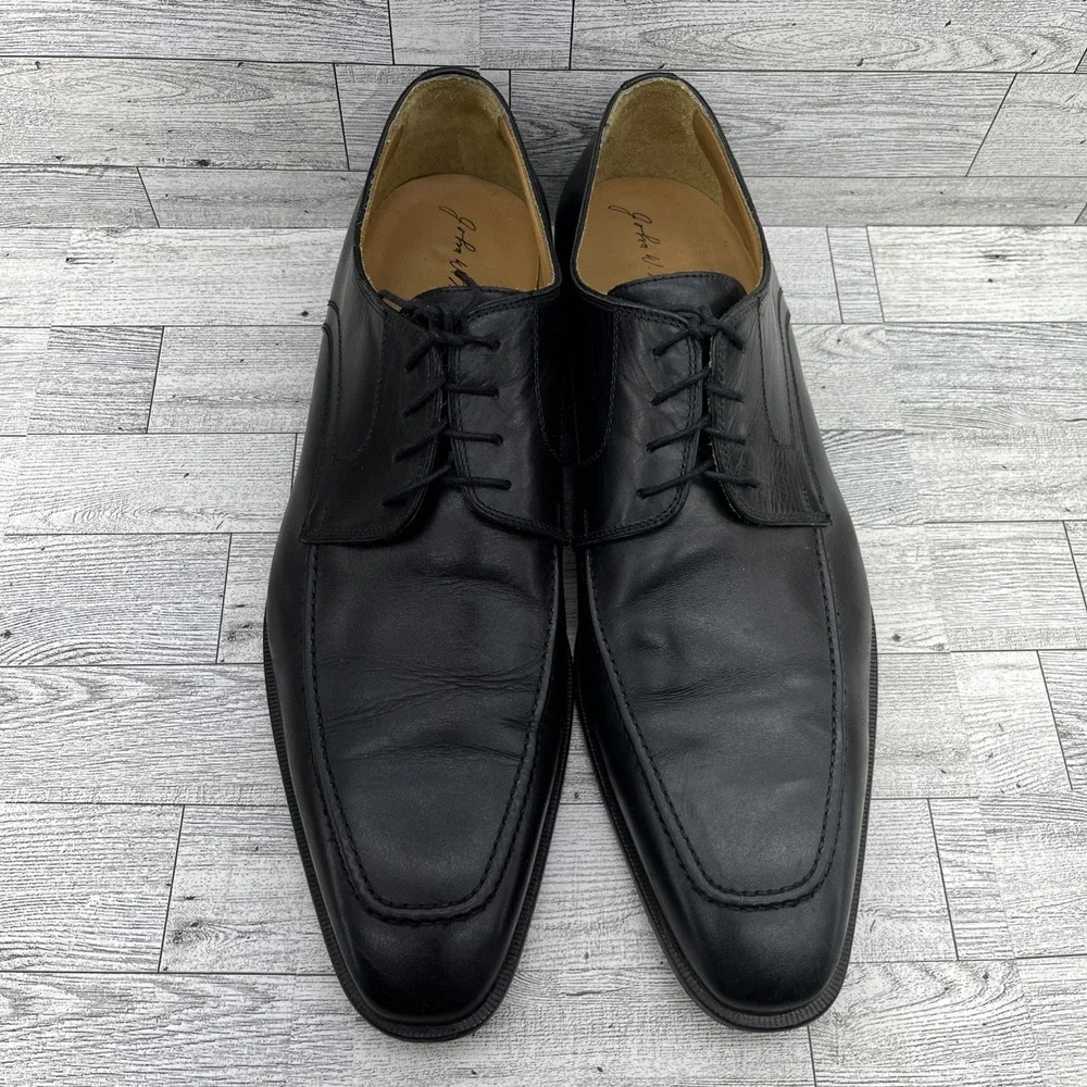 John W Nordstrom Black Leather Dress Shoes‎ Made In Italy Men Size 13M